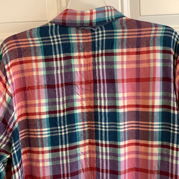 Lucky Brand Plaid Split Back Flannel Button Down Shirt Women’s Top Size XL - Picture 6 of 10